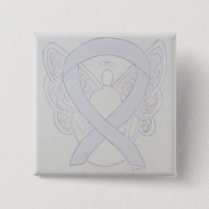Pearl White Angel Awareness Ribbon Custom Pin Vierkante Button 5,1 Cm