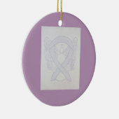 Pearl White Awareness Ribbon Angel Art Ornaments Keramisch Ornament (Rechts)