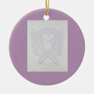 Pearl White Awareness Ribbon Angel Art Ornaments Keramisch Ornament