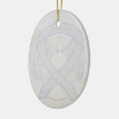 Pearl White Awareness Ribbon Angel Ornament (Links)