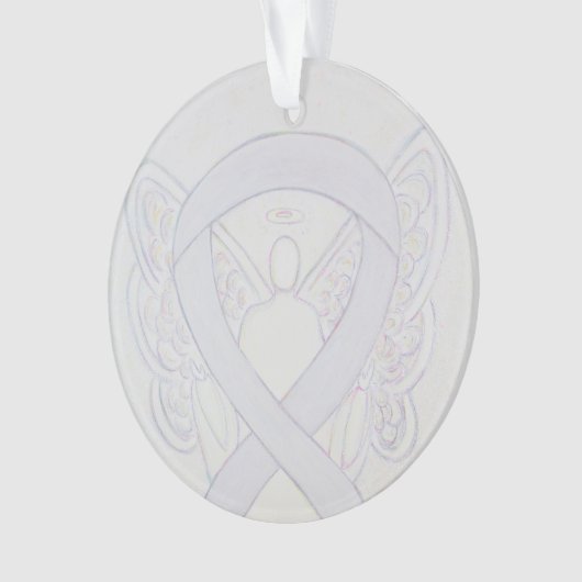 Pearl White Awareness Ribbon Angel Ornaments Ornament (voorkant)