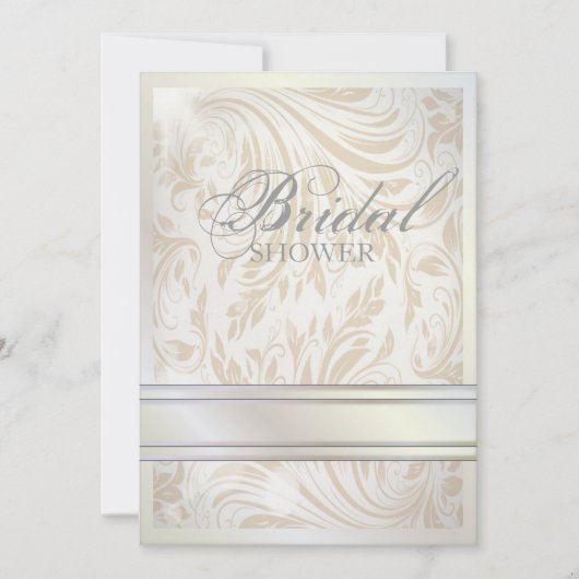 Pearl White Damask  Vrijgezellenfeest Kaart (Voorkant)