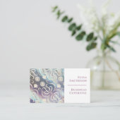 Pearl White Floral Damask Elegant Paars Pattern Visitekaartje (Staand voorkant)