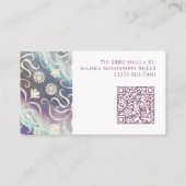 Pearl White Floral Damask Elegant Paars Pattern Visitekaartje (Achterkant)