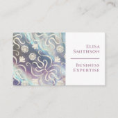 Pearl White Floral Damask Elegant Paars Pattern Visitekaartje (Voorkant)