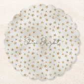 Pearl White Gold Glitter Sparkle Stars Kartonnen Onderzetters (Voorkant)