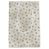Pearl White Gold Glitter Sparkle Stars Medium Cadeauzakje (Achterkant)
