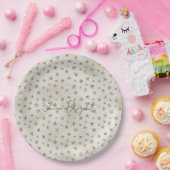 Pearl White Gold Glitter Sparkle Stars Papieren Bordje (Feest)