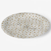 Pearl White Gold Glitter Sparkle Stars Papieren Bordje (Gekanteld)