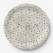 Pearl White Gold Glitter Sparkle Stars Papieren Bordje (Voorkant)