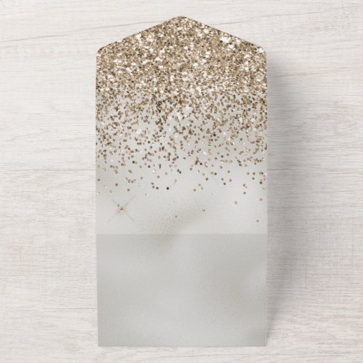 Pearl White Luxe Glitter All In One Uitnodiging (Buitenkant)