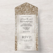 Pearl White Luxe Glitter All In One Uitnodiging (Binnen)