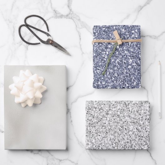 Pearl White Luxe Paarse Glam Inpakpapier Vel (Voorkant)