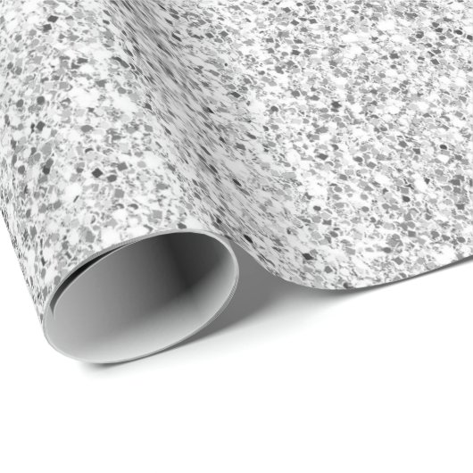 Pearl White Luxe Silver Glitter Cadeaupapier (Rol Hoek)