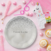 Pearl White Luxe Silver Glitter Papieren Bordje (Feest)