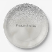 Pearl White Luxe Silver Glitter Papieren Bordje (Voorkant)