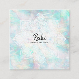 *~* Pearl White Mandala Pastel Pink Yellow Blue Vierkante Visitekaartje
