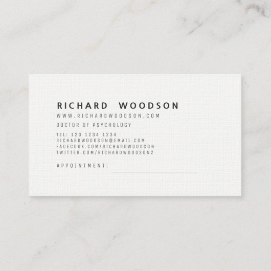 Pearl White Minimalist Elegant Professional Modern Afsprakenkaartje (Achterkant)