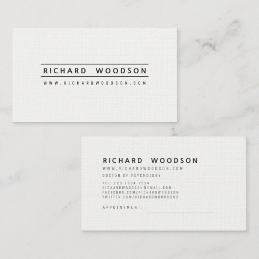 Pearl White Minimalist Elegant Professional Modern Afsprakenkaartje (Voorkant / Achterkant)