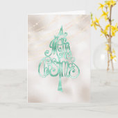 Pearl White Mint Green Christmas Tree Kaart (Gele Bloem)