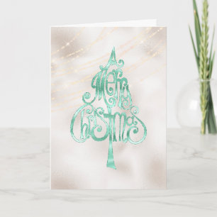 Pearl White Mint Green Christmas Tree Kaart