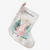 Pearl White Mint Roze Kerstbomen Grote Kerstsok (Voorkant (Hangend))
