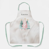 Pearl White Mint Roze Kerstbomen Schort (Voorkant)