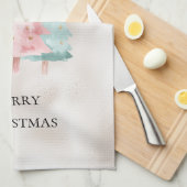 Pearl White Mint Roze Kerstbomen Theedoek (Quarter Fold)