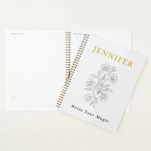 Pearl White Notebook with Gold Line – Elegant  Planner (Display)