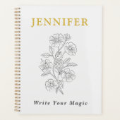 Pearl White Notebook with Gold Line – Elegant  Planner (Voorkant)