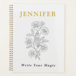 Pearl White Notebook with Gold Line – Elegant  Planner