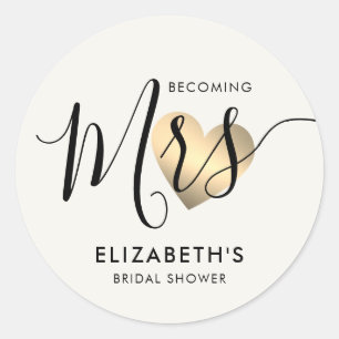Pearl White wordt Mrs Modern Envelope Seal Ronde Sticker