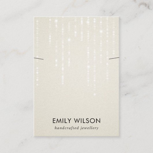 PEARL WIT LICHT SNAREN KETTING BAND DISPLAY VISITEKAARTJE (Voorkant)