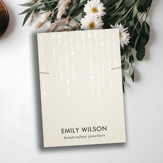 PEARL WIT LICHT SNAREN KETTING BAND DISPLAY VISITEKAARTJE