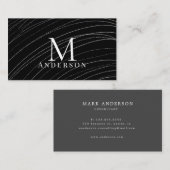 Pearl Zwart Abstract Mannelijk Dubbel Monogram Visitekaartje (Voorkant / Achterkant)