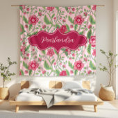 Pearlandra Roze Art Nouveau Bloemenwijnstok Fleece Deken
