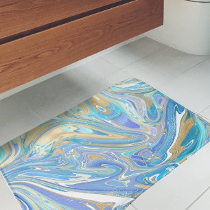 Pearlescent Aqua & Gold Liquid Marble Badmat