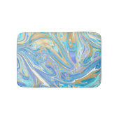 Pearlescent Aqua & Gold Liquid Marble Badmat (Voorkant)