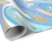 Pearlescent Aqua & Gold Liquid Marble Cadeaupapier (Rol Hoek)