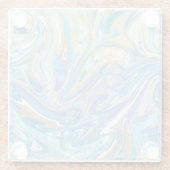 Pearlescent Aqua & Gold Liquid Marble Glazen Onderzetter (Achterkant)