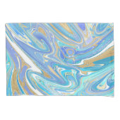 Pearlescent Aqua & Gold Liquid Marble Kussensloop (Voorkant)