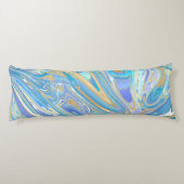 Pearlescent Aqua & Gold Liquid Marble Lichaamskussen (Achterkant)