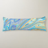 Pearlescent Aqua & Gold Liquid Marble Lichaamskussen (Voorkant)