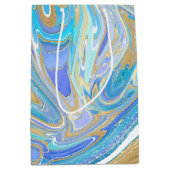Pearlescent Aqua & Gold Liquid Marble Medium Cadeauzakje (Voorkant)