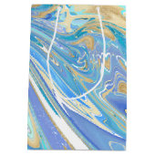Pearlescent Aqua & Gold Liquid Marble Medium Cadeauzakje (Achterkant)