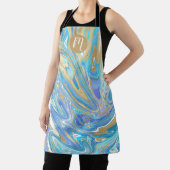 Pearlescent Aqua & Gold Liquid Marble & Monogram Schort (Insitu)