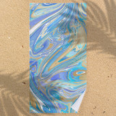 Pearlescent Aqua & Gold Liquid Marble Strandlaken
