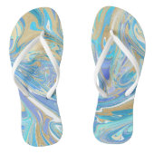 Pearlescent Aqua & Gold Liquid Marble Teenslippers (Voetbed)