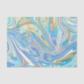 Pearlescent Aqua & Gold Liquid Marble Tissuepapier (Voorkant)