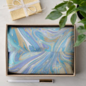 Pearlescent Aqua & Gold Liquid Marble Tissuepapier (Geschenk)